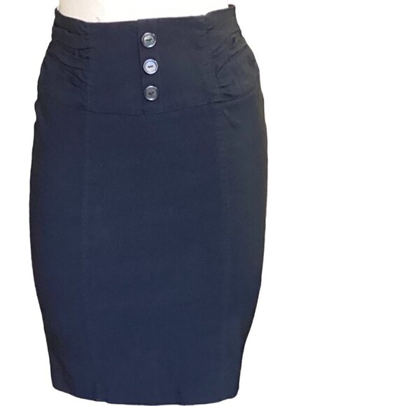 Stretch Ruched Pencil Skirt Sz 5 Black by Sensational Collection #143H - Picture 1 of 7